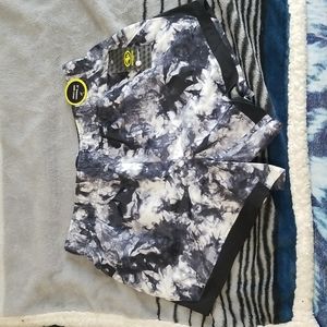 Women's medium tie dye shorts. Black gray and white.
